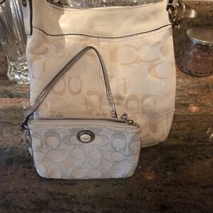 Coach Cream Shoulder Bag and Wristlet